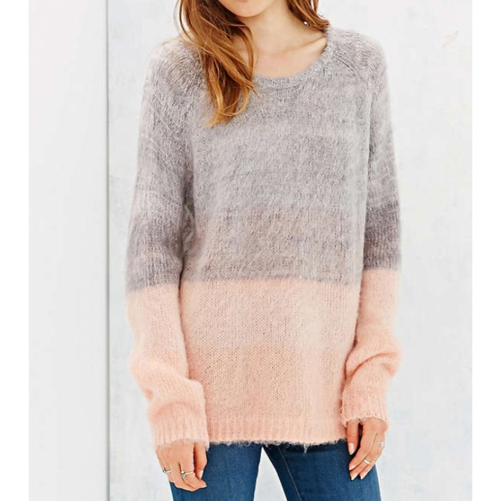 Urban Outfitters KIMCHI BLUE OVERSIZED SWEATER Gray Pink Cupcake OMBRE Mohair S